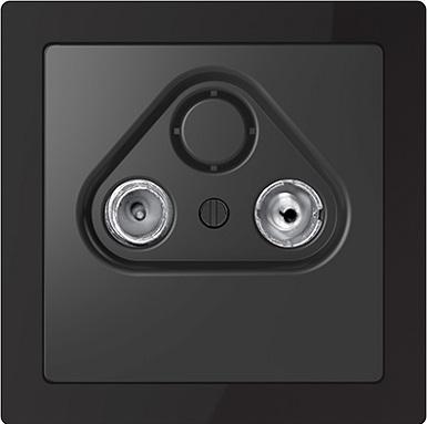 Merten D-Life antenna socket outlet (onyx black frame, anthracite insert)